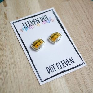 Kawaii Food Yellow Mustard Packet Hotdog Earrings